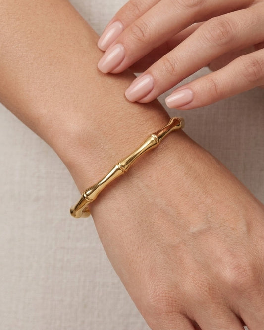 Bamboo Gold Plated Cuff Bracelet for Women