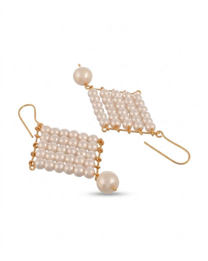 Royal Pearl Dangle Earrings/Gold Tone Pearl Dangle Western Earrings