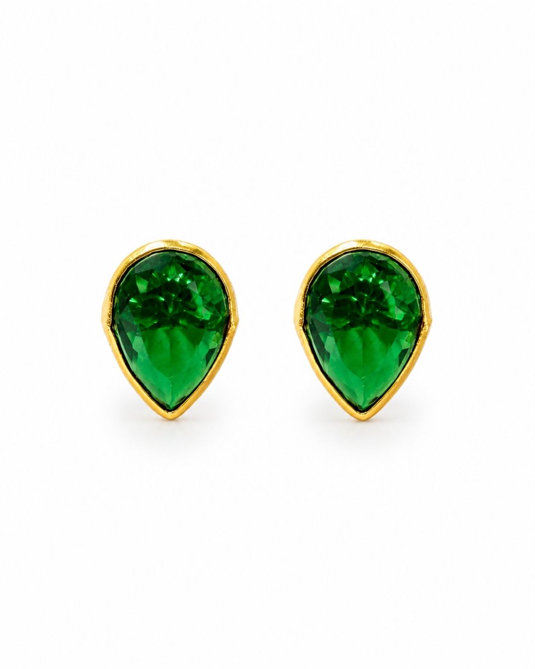 Green Teardrop Stone Stud Earrings for Women