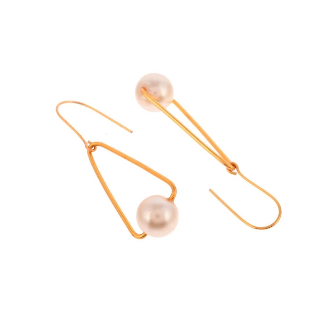Handcrafted Gold plated Pearl Dangler Earrings