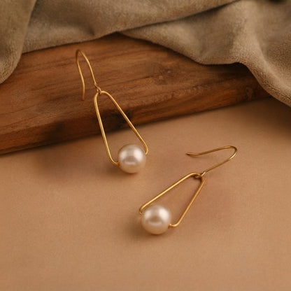 Handcrafted Gold plated Pearl Dangler Earrings