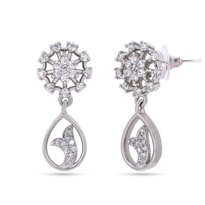 Belaci AD Silver Snowflake Drop Earrings for Women