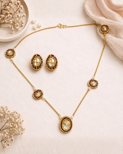 Traditional Gold Plated Kundan Meenakari Jewellery Set