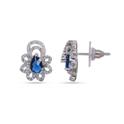 Belaci AD Silver Blue Teardrop Studs Earring for Women