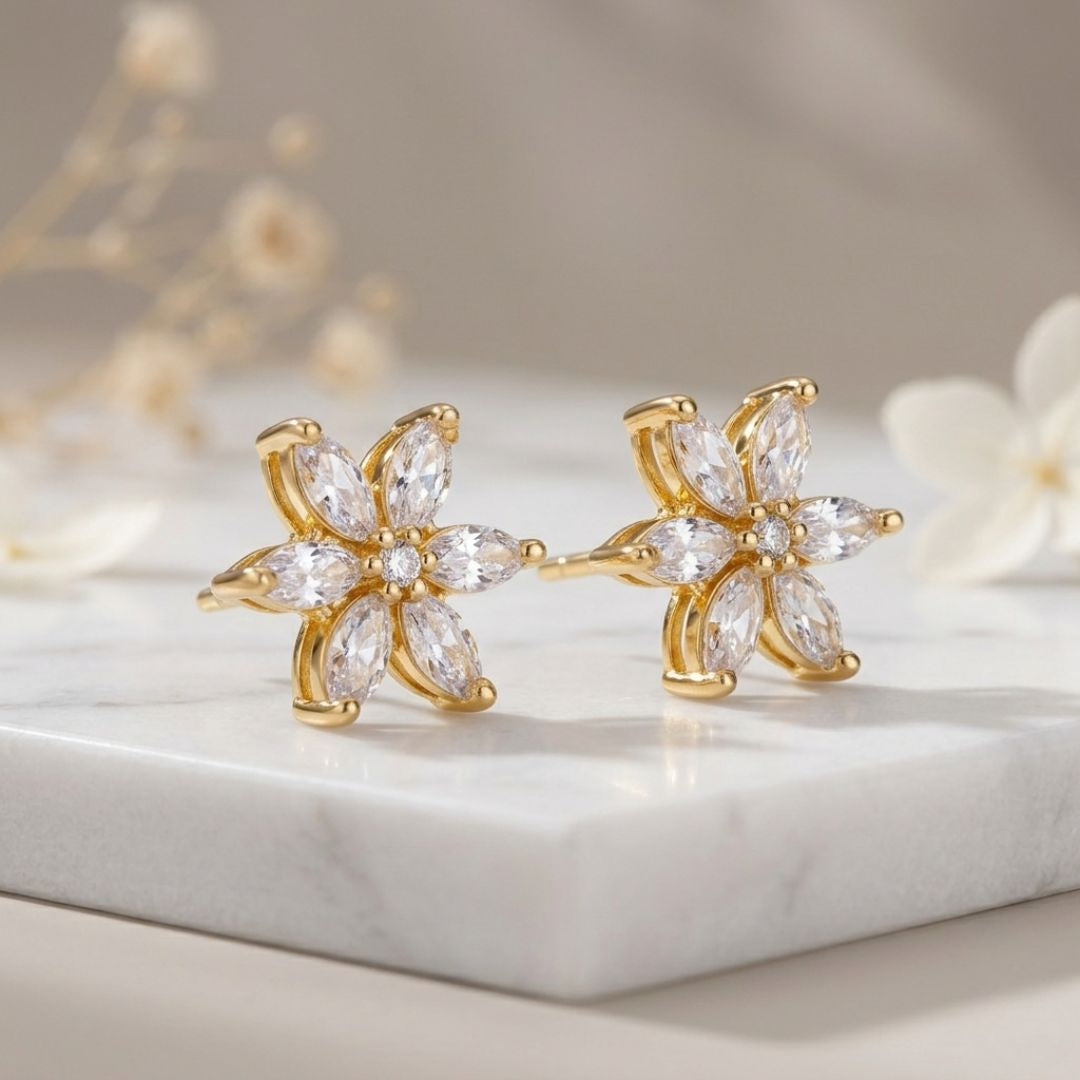 BELACI AD Gold Plated Jewellery – Floral Studs