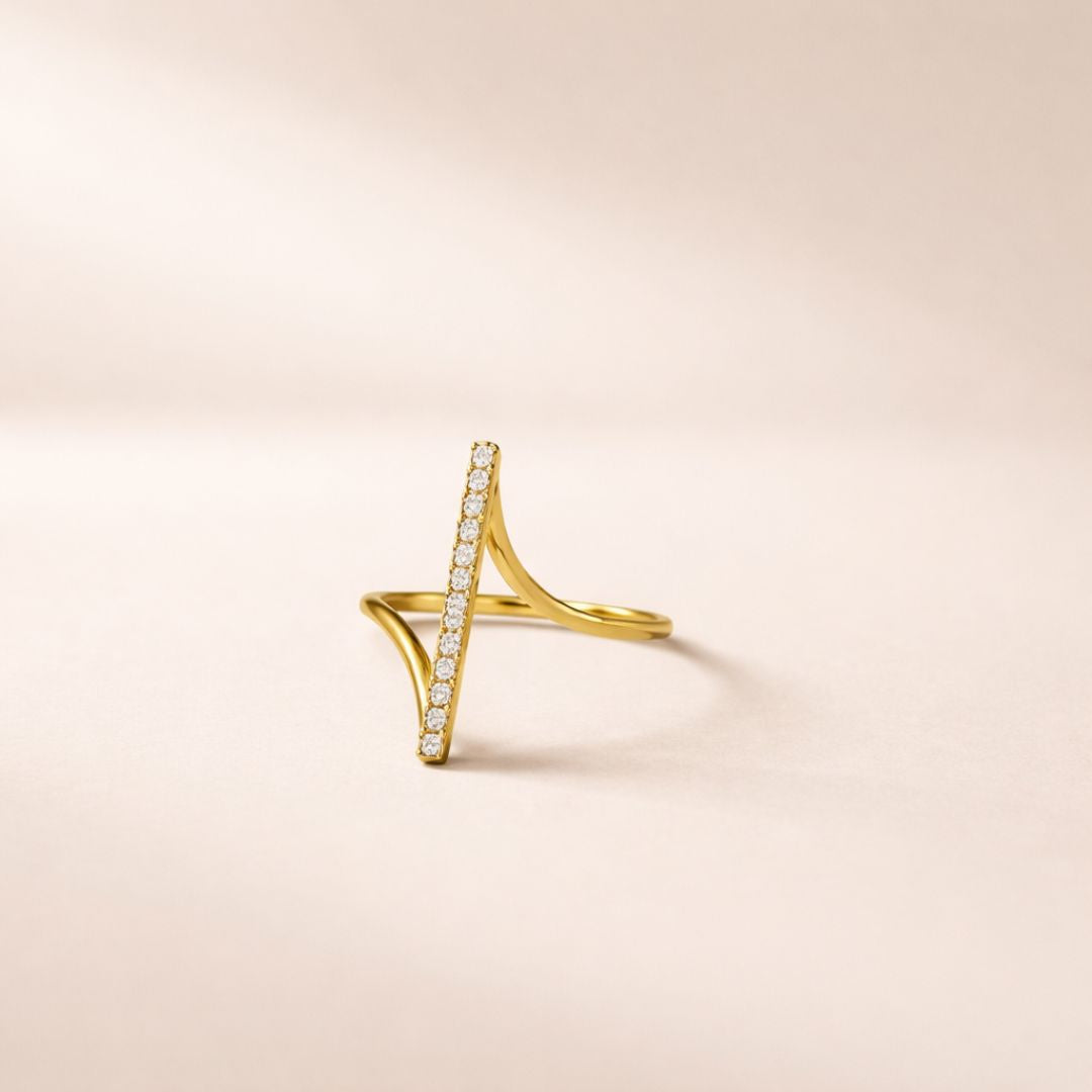 Vertical Bar Ring for Women in Gold-Plated Finish