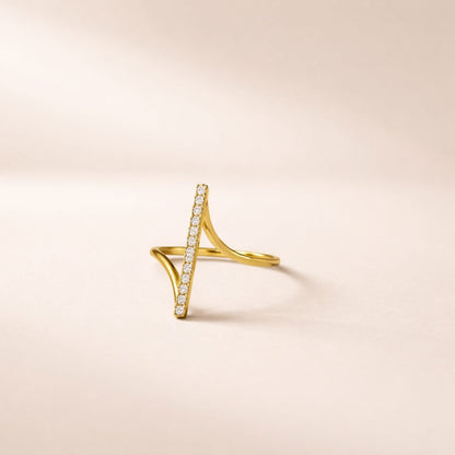 Vertical Bar Ring for Women in Gold-Plated Finish