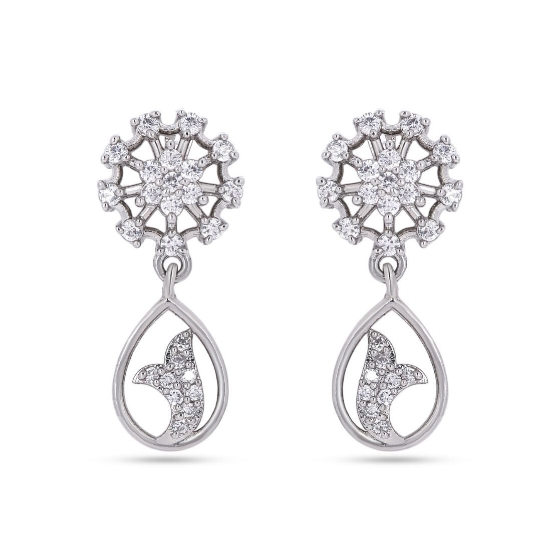 Belaci AD Silver Snowflake Drop Earrings for Women