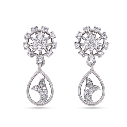Belaci AD Silver Snowflake Drop Earrings for Women