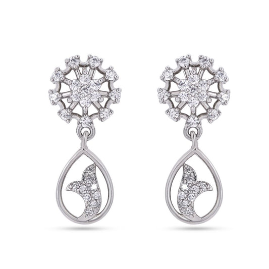 Belaci AD Silver Snowflake Drop Earrings for Women