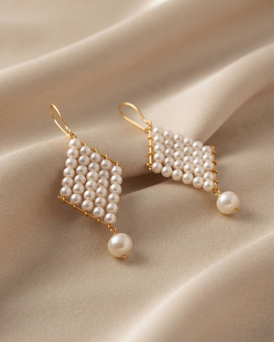 Royal Pearl Dangle Earrings/Gold Tone Pearl Dangle Western Earrings