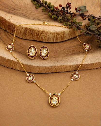 Traditional Gold Plated Kundan Meenakari Jewellery Set