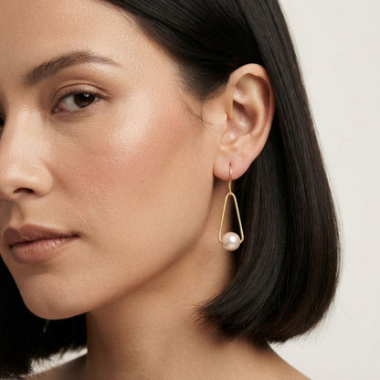 Handcrafted Gold plated Pearl Dangler Earrings