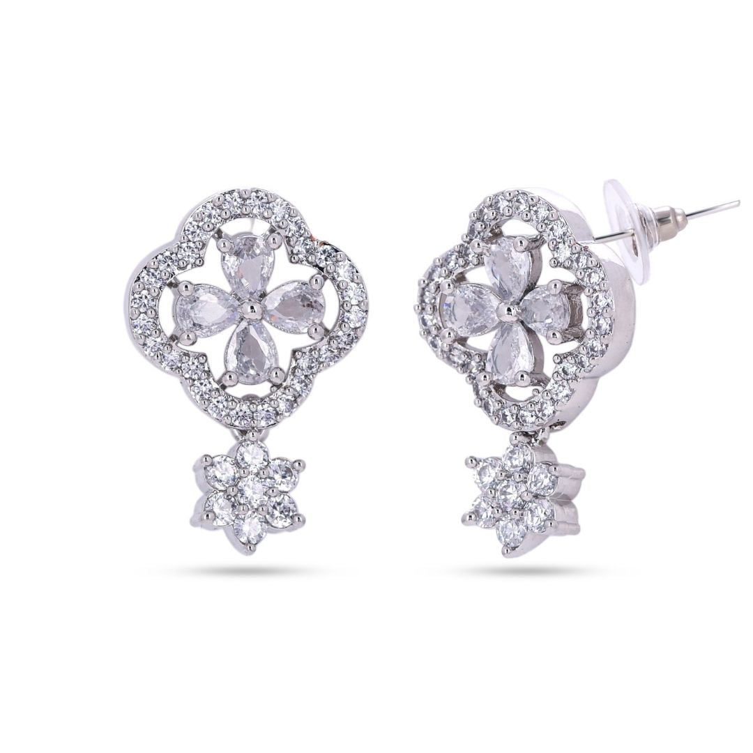 Belaci AD Silver Clover Drop Studs for Women