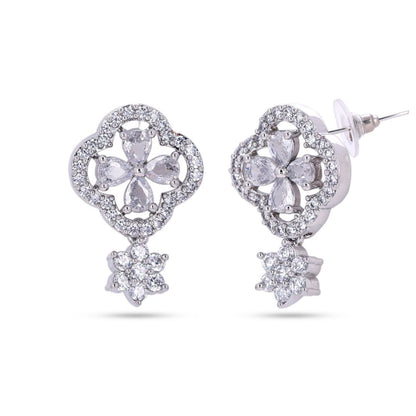 Belaci AD Silver Clover Drop Studs for Women