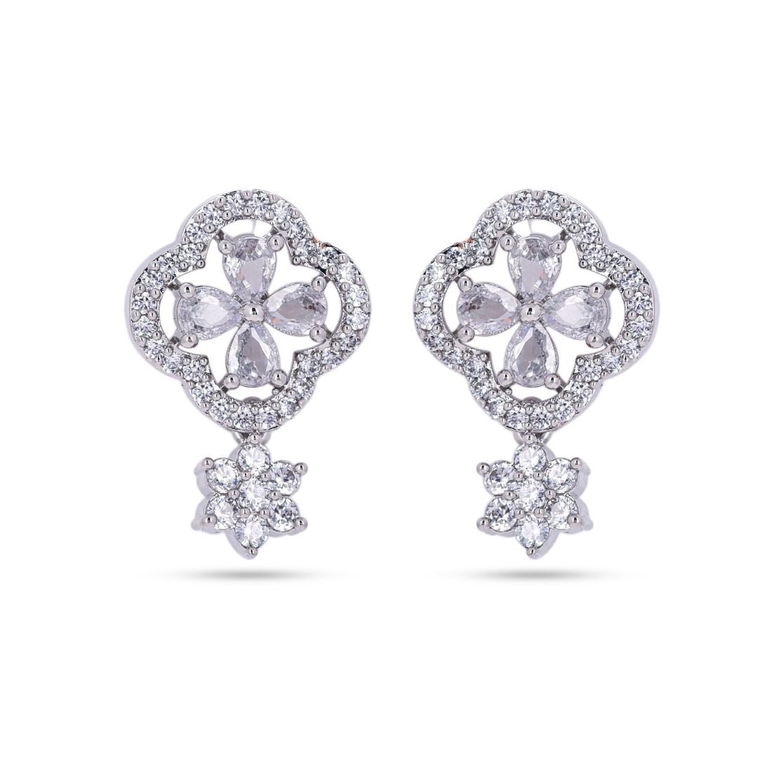 Belaci AD Silver Clover Drop Studs for Women