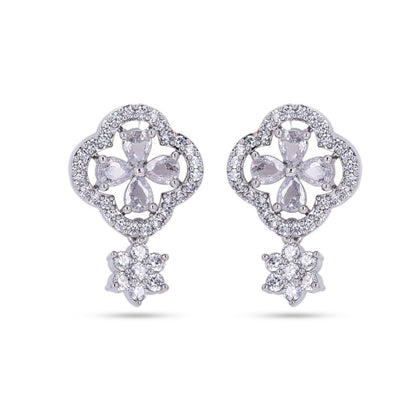 Belaci AD Silver Clover Drop Studs for Women
