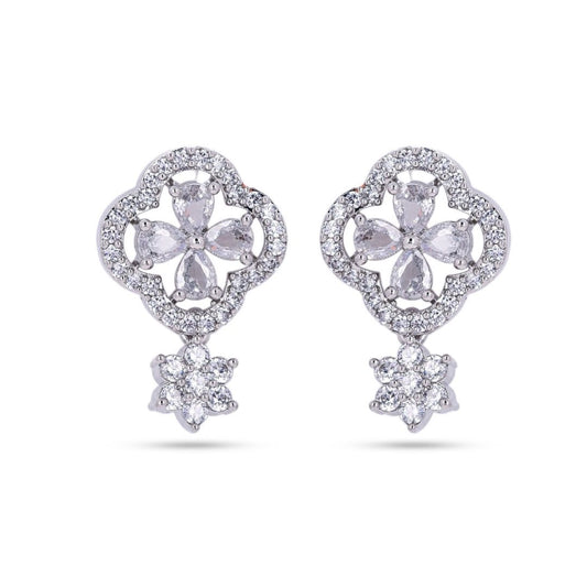 Belaci AD Silver Clover Drop Studs for Women