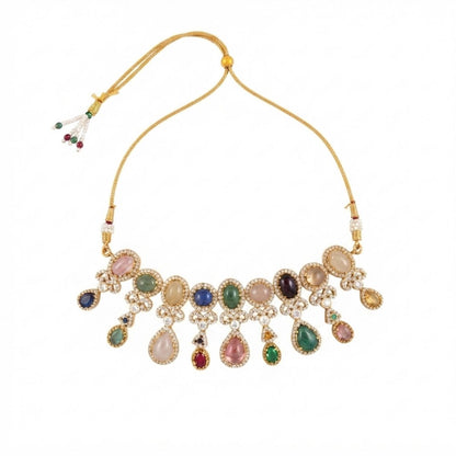 Traditional Beaded Necklace Set with Colourful Stones