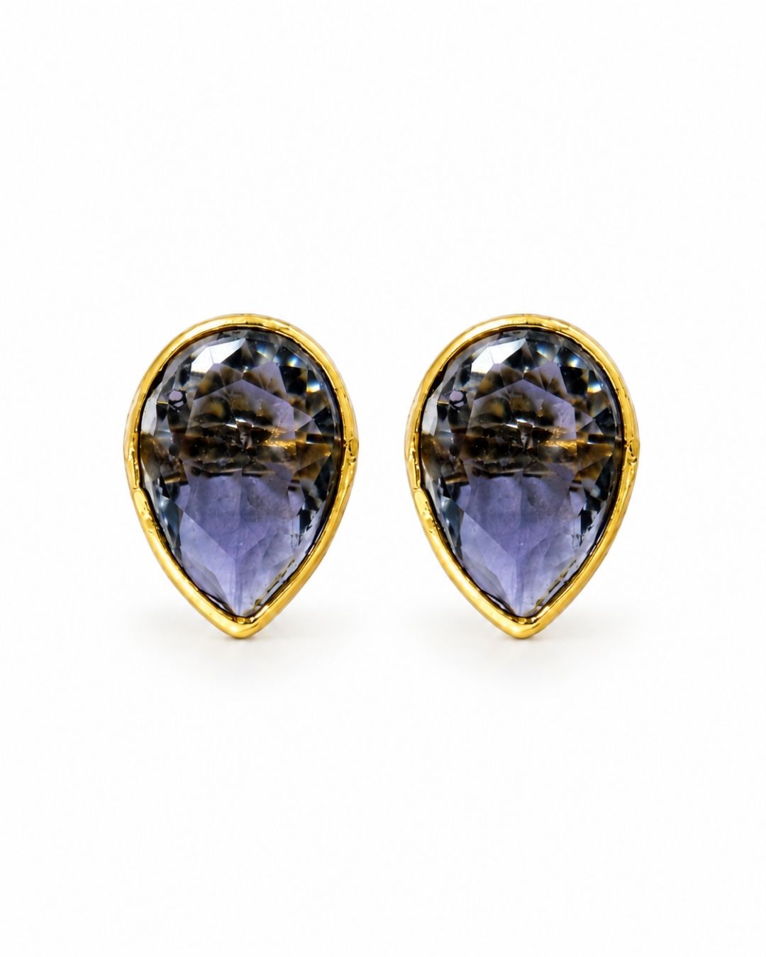 Purple Faceted Stone Stud Earrings for Women