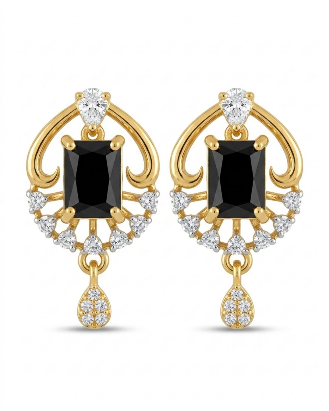 Midnight Majesty Gold Finish Office Wear Pendant Set