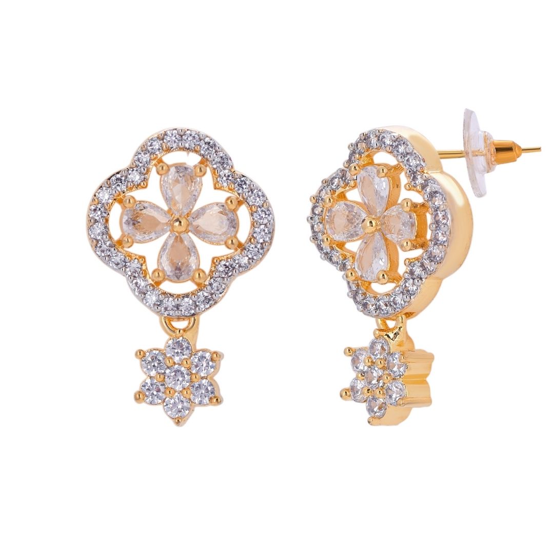 Belaci AD Gold Clover Drop Studs for Women