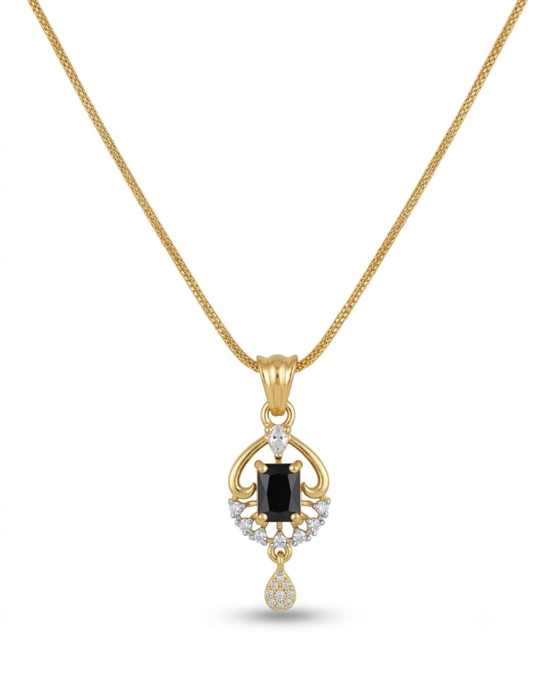 Midnight Majesty Gold Finish Office Wear Pendant Set