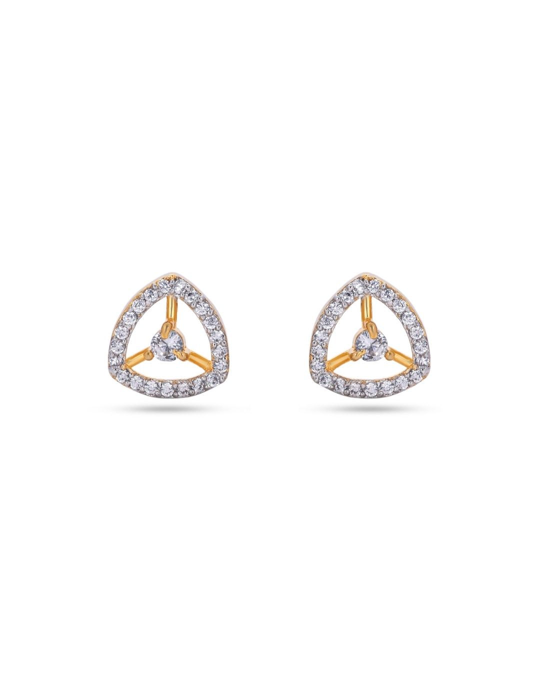 Geometric American Diamond Stud Earrings for Women