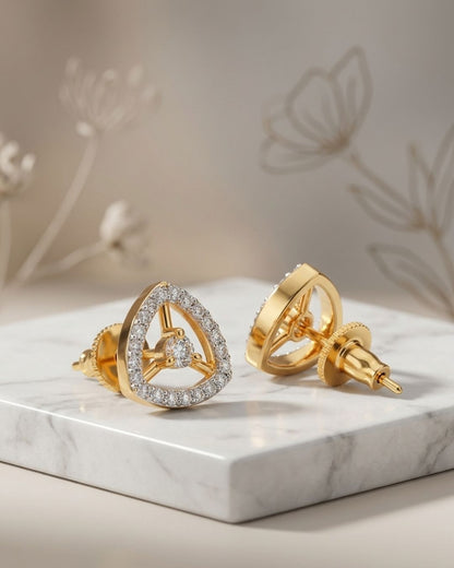 Geometric American Diamond Stud Earrings for Women