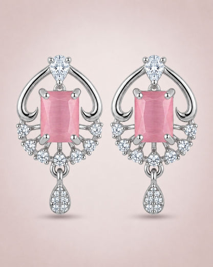 Pink Radiance Silver Finish Bridal Pendant Set