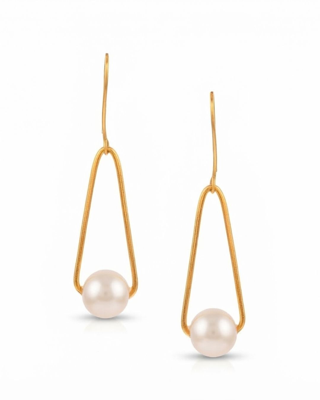 Handcrafted Gold plated Pearl Dangler Earrings
