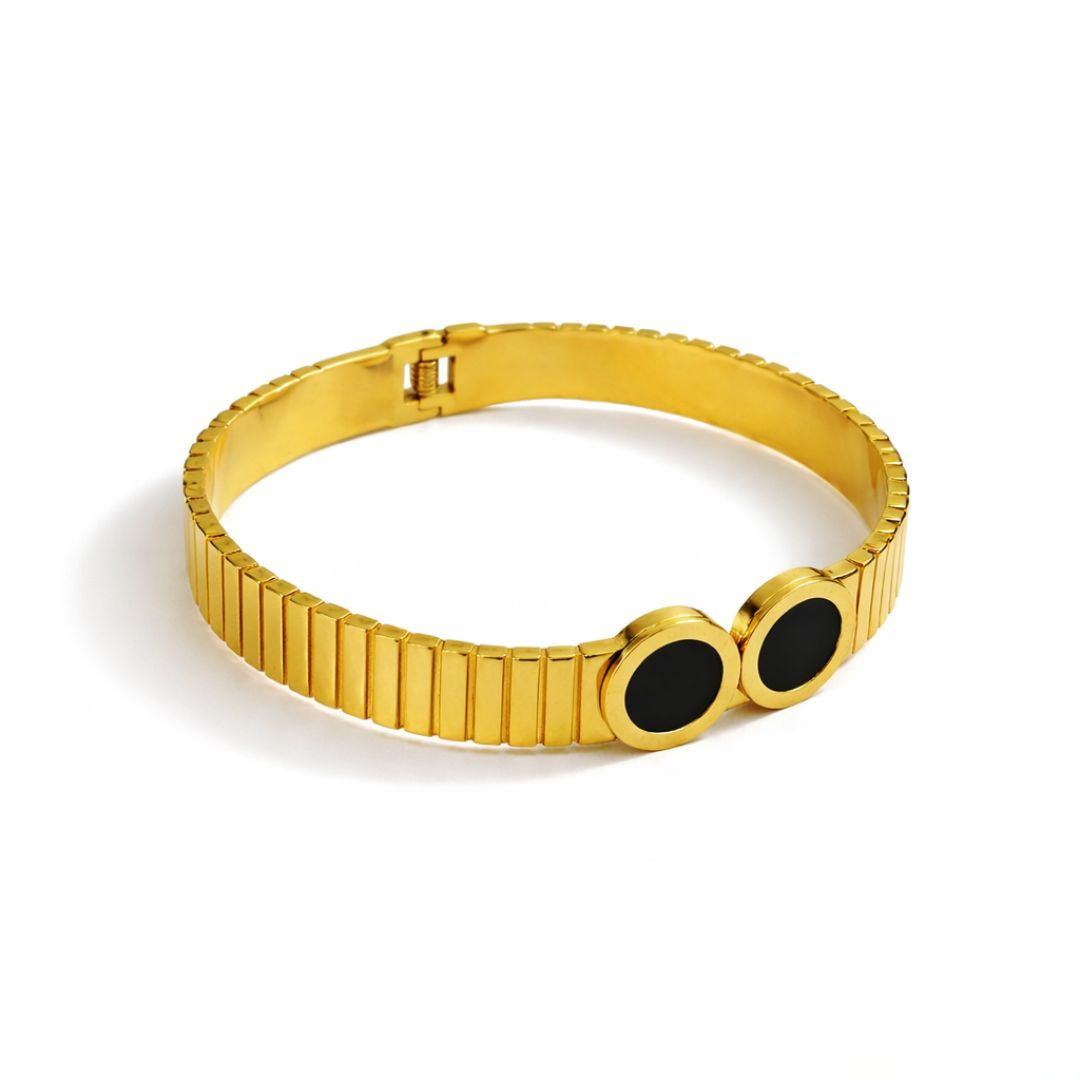 Roman Dial Black Inlay Bracelet in Gold-Tone Segment Design