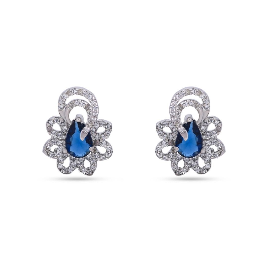Belaci AD Silver Blue Teardrop Studs Earring for Women