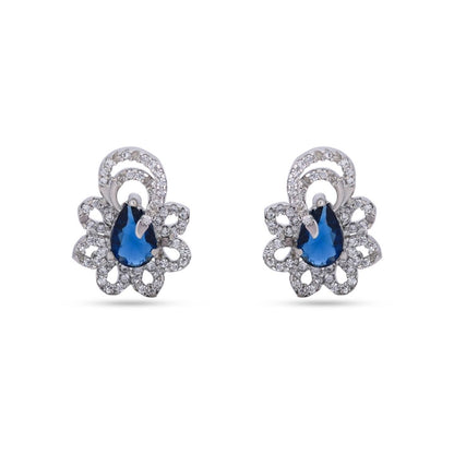 Belaci AD Silver Blue Teardrop Studs Earring for Women