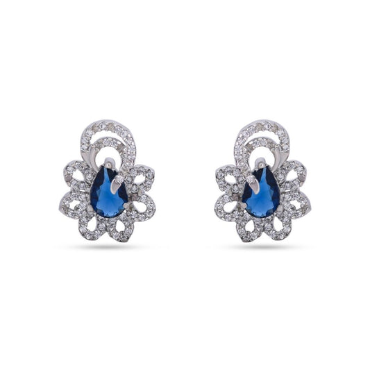 Belaci AD Silver Blue Teardrop Studs Earring for Women