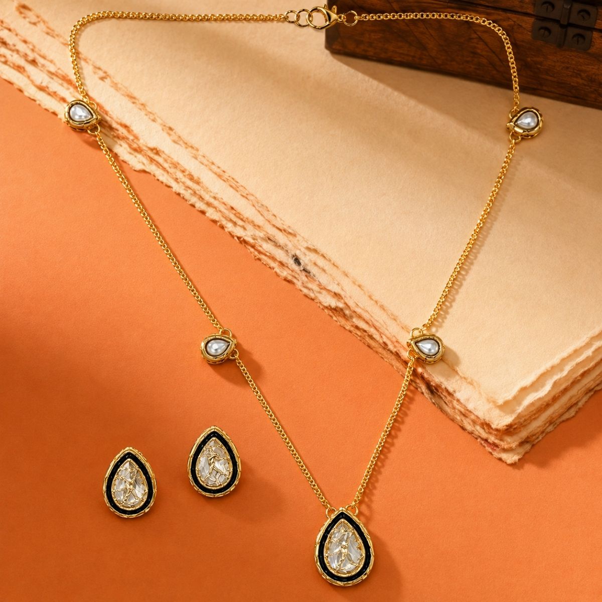 Designer Kundan Pendant Set with Earrings