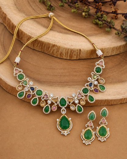 Sabyasachi Inspired Turkish  Pota Necklace with Teardrop Centrepiece