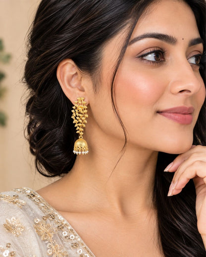 Leaf Vine Jhumka Pearl Earrings