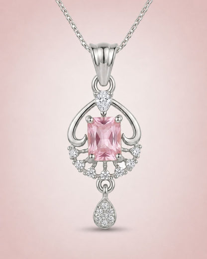 Pink Radiance Silver Finish Bridal Pendant Set