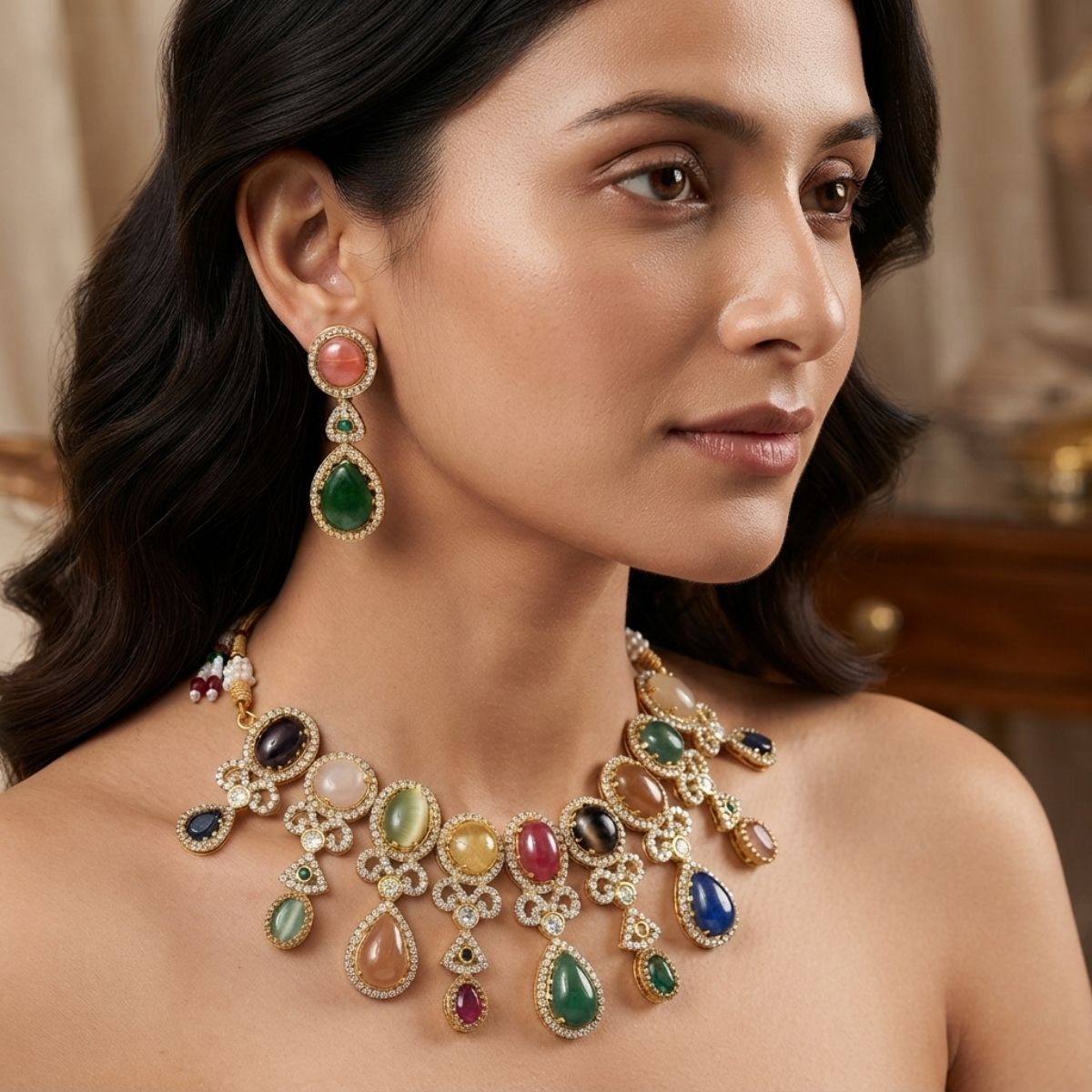 Sabyasachi-Inspired Polki Statement Necklace Set
