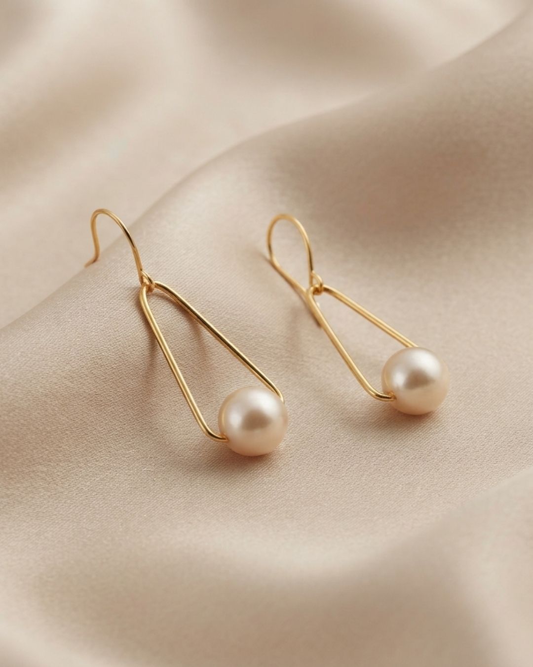 Handcrafted Gold plated Pearl Dangler Earrings