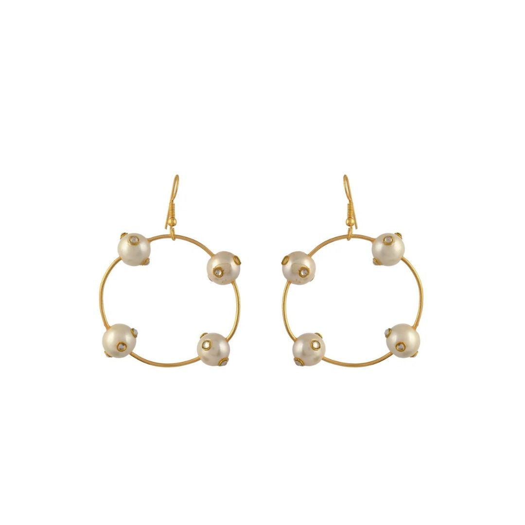 Gold Plated Pearl Circle Earrings