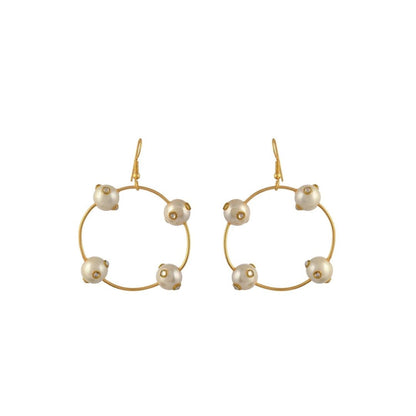 Gold Plated Pearl Circle Earrings