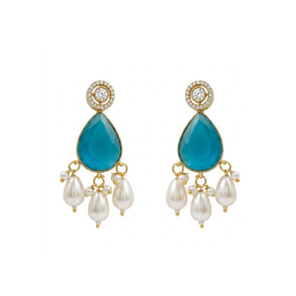 Teal Beaded Moissanite Statement Necklace Set