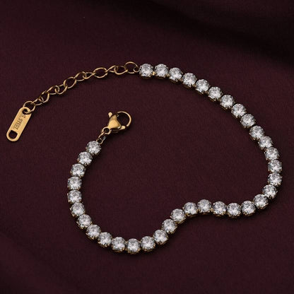 Diamond Bracelet for Women on a reflective surface with a blurred background