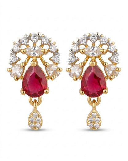 Ruby Bloom Gold Finish AD Pendant Set