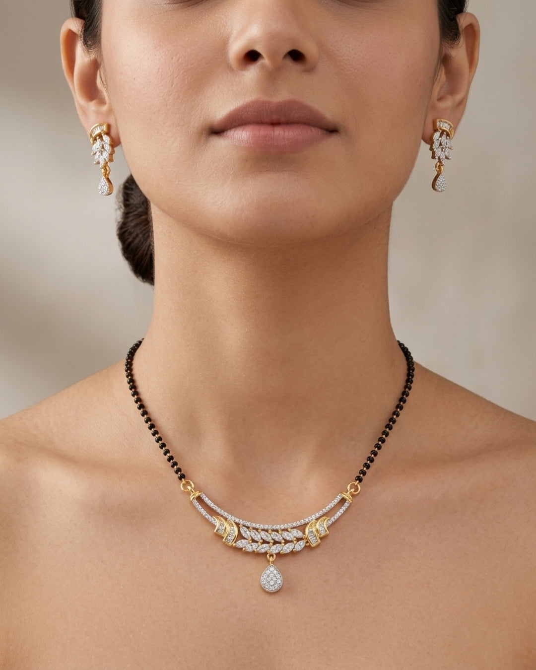 Designer American Diamond Gold Finish Daily Wear Mangalsutra
