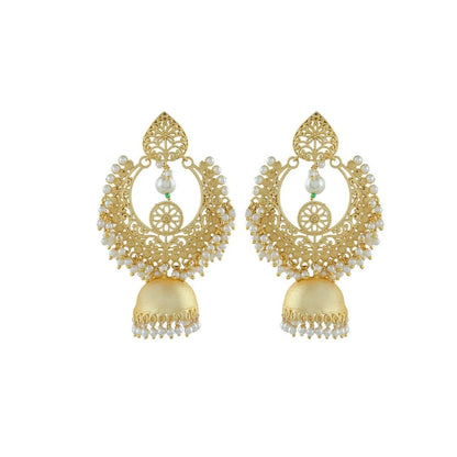 Gold Pearl Festive Statement Earrings