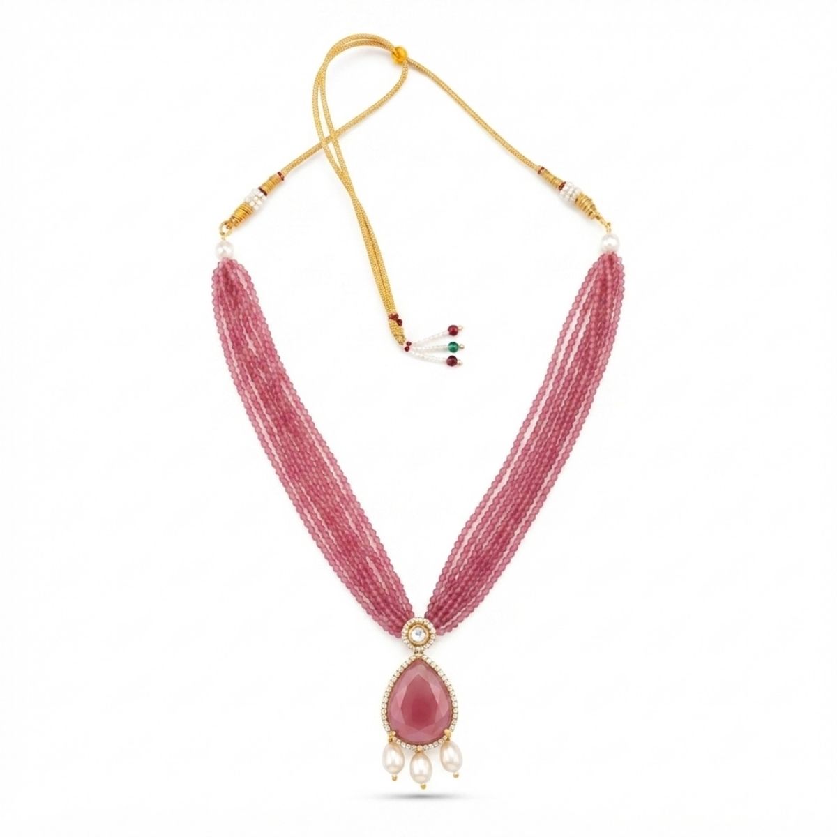 Victorian Polki Pearl Drop Necklace Set