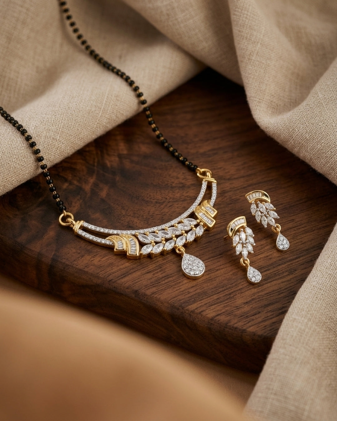 Designer American Diamond Gold Finish Daily Wear Mangalsutra